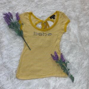 Vintage Y2K Bebe Yellow Striped Women's Top